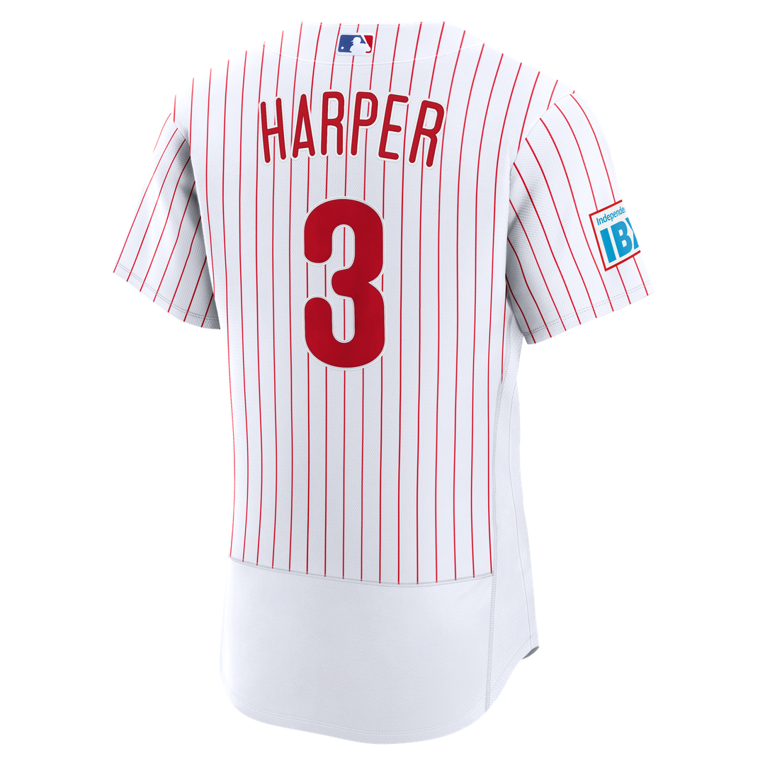 Philadelphia Phillies Bryce Harper Nike White Home Authentic Sponsor Patch Jersey