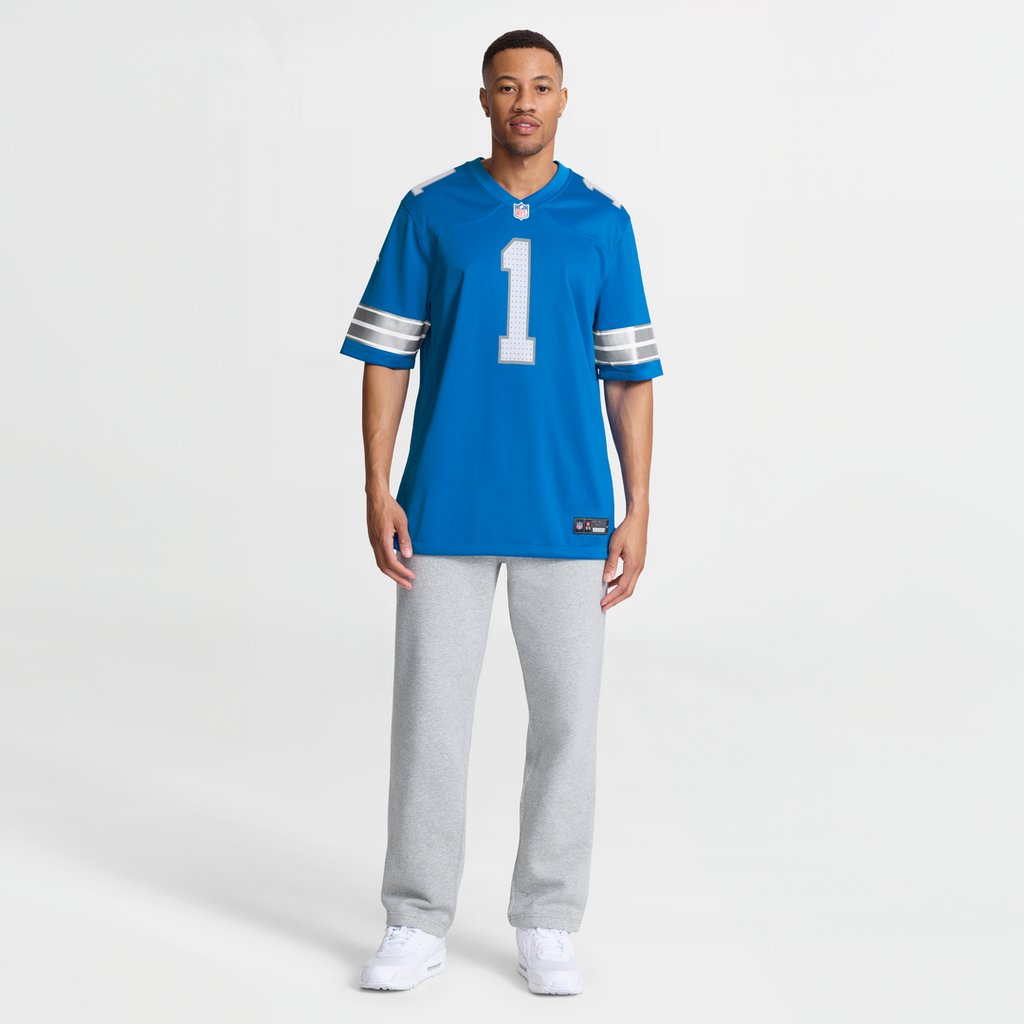 Detroit Lions Number 1 Groom Nike Blue Game Jersey