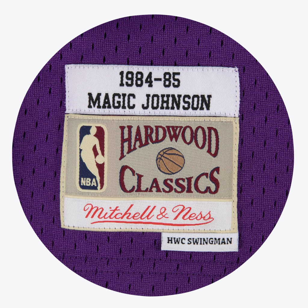 Los Angeles Lakers Magic Johnson 1984-85 Hardwood Classics Road Swingman Jersey By Mitchell & Ness - Purple